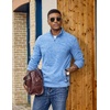 image:imageCOOFANDY Mens Fleece Quarter Zip Sweatshirt Long Sleeve Pullover SweatshirtLight Blue