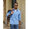 image:imageCOOFANDY Mens Fleece Quarter Zip Sweatshirt Long Sleeve Pullover SweatshirtLight Blue