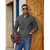 image:imageCOOFANDY Mens Fleece Quarter Zip Sweatshirt Long Sleeve Pullover SweatshirtMedium Gray