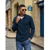 image:imageCOOFANDY Mens Fleece Quarter Zip Sweatshirt Long Sleeve Pullover SweatshirtNavy Blue