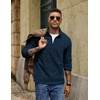 image:imageCOOFANDY Mens Fleece Quarter Zip Sweatshirt Long Sleeve Pullover SweatshirtNavy Blue