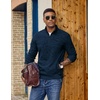 image:imageCOOFANDY Mens Fleece Quarter Zip Sweatshirt Long Sleeve Pullover SweatshirtNavy Blue