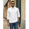 image:imageCOOFANDY Mens Fleece Quarter Zip Sweatshirt Long Sleeve Pullover SweatshirtWhite