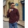 image:imageCOOFANDY Mens Fleece Quarter Zip Sweatshirt Long Sleeve Pullover SweatshirtWine Red
