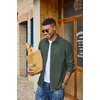 image:imageCOOFANDY Mens Heavyweight Denim Shirt Long Sleeve Button Down Jean JacketArmy Green