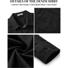 image:imageCOOFANDY Mens Heavyweight Denim Shirt Long Sleeve Button Down Jean JacketBlack