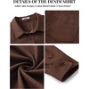 image:imageCOOFANDY Mens Heavyweight Denim Shirt Long Sleeve Button Down Jean JacketBrown