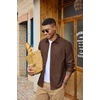 image:imageCOOFANDY Mens Heavyweight Denim Shirt Long Sleeve Button Down Jean JacketBrown