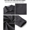 image:imageCOOFANDY Mens Heavyweight Denim Shirt Long Sleeve Button Down Jean JacketDark Grey
