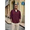 image:imageCOOFANDY Mens Heavyweight Denim Shirt Long Sleeve Button Down Jean JacketDark Red