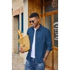 image:imageCOOFANDY Mens Heavyweight Denim Shirt Long Sleeve Button Down Jean JacketMedium Blue