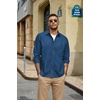 image:imageCOOFANDY Mens Heavyweight Denim Shirt Long Sleeve Button Down Jean JacketMedium Blue
