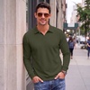 image:imageCOOFANDY Mens Knit Polo Shirts Casual Long Sleeve Polo Sweater Golf ShirtsArmy Green