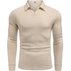 image:imageCOOFANDY Mens Knit Polo Shirts Casual Long Sleeve Polo Sweater Golf ShirtsBeige