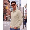 image:imageCOOFANDY Mens Knit Polo Shirts Casual Long Sleeve Polo Sweater Golf ShirtsBeige