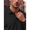 image:imageCOOFANDY Mens Knit Polo Shirts Casual Long Sleeve Polo Sweater Golf ShirtsBlack