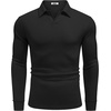 image:imageCOOFANDY Mens Knit Polo Shirts Casual Long Sleeve Polo Sweater Golf ShirtsBlack