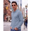 image:imageCOOFANDY Mens Knit Polo Shirts Casual Long Sleeve Polo Sweater Golf ShirtsBlue