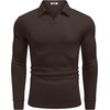 image:imageCOOFANDY Mens Knit Polo Shirts Casual Long Sleeve Polo Sweater Golf ShirtsBrown