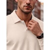image:imageCOOFANDY Mens Knit Polo Shirts Casual Long Sleeve Polo Sweater Golf ShirtsCream White