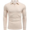image:imageCOOFANDY Mens Knit Polo Shirts Casual Long Sleeve Polo Sweater Golf ShirtsCream White