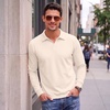 image:imageCOOFANDY Mens Knit Polo Shirts Casual Long Sleeve Polo Sweater Golf ShirtsCream White