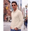 image:imageCOOFANDY Mens Knit Polo Shirts Casual Long Sleeve Polo Sweater Golf ShirtsCream White