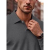image:imageCOOFANDY Mens Knit Polo Shirts Casual Long Sleeve Polo Sweater Golf ShirtsDark Grey