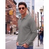 image:imageCOOFANDY Mens Knit Polo Shirts Casual Long Sleeve Polo Sweater Golf ShirtsGrey