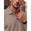 image:imageCOOFANDY Mens Knit Polo Shirts Casual Long Sleeve Polo Sweater Golf ShirtsKhaki