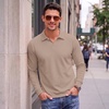 image:imageCOOFANDY Mens Knit Polo Shirts Casual Long Sleeve Polo Sweater Golf ShirtsKhaki