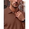 image:imageCOOFANDY Mens Knit Polo Shirts Casual Long Sleeve Polo Sweater Golf ShirtsLight Brown