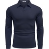 image:imageCOOFANDY Mens Knit Polo Shirts Casual Long Sleeve Polo Sweater Golf ShirtsNavy Blue