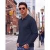 image:imageCOOFANDY Mens Knit Polo Shirts Casual Long Sleeve Polo Sweater Golf ShirtsNavy Blue