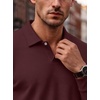 image:imageCOOFANDY Mens Knit Polo Shirts Casual Long Sleeve Polo Sweater Golf ShirtsWine Red