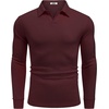 image:imageCOOFANDY Mens Knit Polo Shirts Casual Long Sleeve Polo Sweater Golf ShirtsWine Red