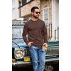 image:imageCOOFANDY Mens Long Sleeve T Shirt Heavyweight Crew Neck TShirt Premium Cotton TeeBrown