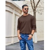 image:imageCOOFANDY Mens Long Sleeve T Shirt Heavyweight Crew Neck TShirt Premium Cotton TeeBrown
