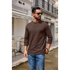 image:imageCOOFANDY Mens Long Sleeve T Shirt Heavyweight Crew Neck TShirt Premium Cotton TeeBrown