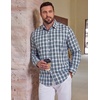 image:imageCOOFANDY Mens Plaid Dress Shirts Big and Tall 1X6X Long Sleeve Cotton Button Down Shirt Bussiness Casual ShirtsBlack Dark Green White Plaid