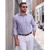 image:imageCOOFANDY Mens Plaid Dress Shirts Big and Tall 1X6X Long Sleeve Cotton Button Down Shirt Bussiness Casual ShirtsLight Blue Lavender White Plaid