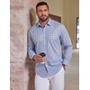 image:imageCOOFANDY Mens Plaid Dress Shirts Big and Tall 1X6X Long Sleeve Cotton Button Down Shirt Bussiness Casual ShirtsLight Grey White Navy Plaid