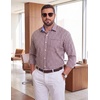 image:imageCOOFANDY Mens Plaid Dress Shirts Big and Tall 1X6X Long Sleeve Cotton Button Down Shirt Bussiness Casual ShirtsWhite Navy Orange Plaid