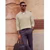 image:imageCOOFANDY Mens Polo Sweater Long Sleeve Classic Twisted Knitted PulloverApricot