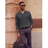 image:imageCOOFANDY Mens Polo Sweater Long Sleeve Classic Twisted Knitted PulloverDark Gray