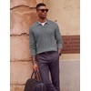 image:imageCOOFANDY Mens Polo Sweater Long Sleeve Classic Twisted Knitted PulloverGray