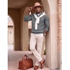 image:imageCOOFANDY Mens Polo Sweater Long Sleeve Classic Twisted Knitted PulloverGray