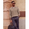 image:imageCOOFANDY Mens Polo Sweater Long Sleeve Classic Twisted Knitted PulloverKhaki