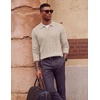 image:imageCOOFANDY Mens Polo Sweater Long Sleeve Classic Twisted Knitted PulloverLight Khaki