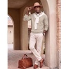 image:imageCOOFANDY Mens Polo Sweater Long Sleeve Classic Twisted Knitted PulloverLight Khaki
